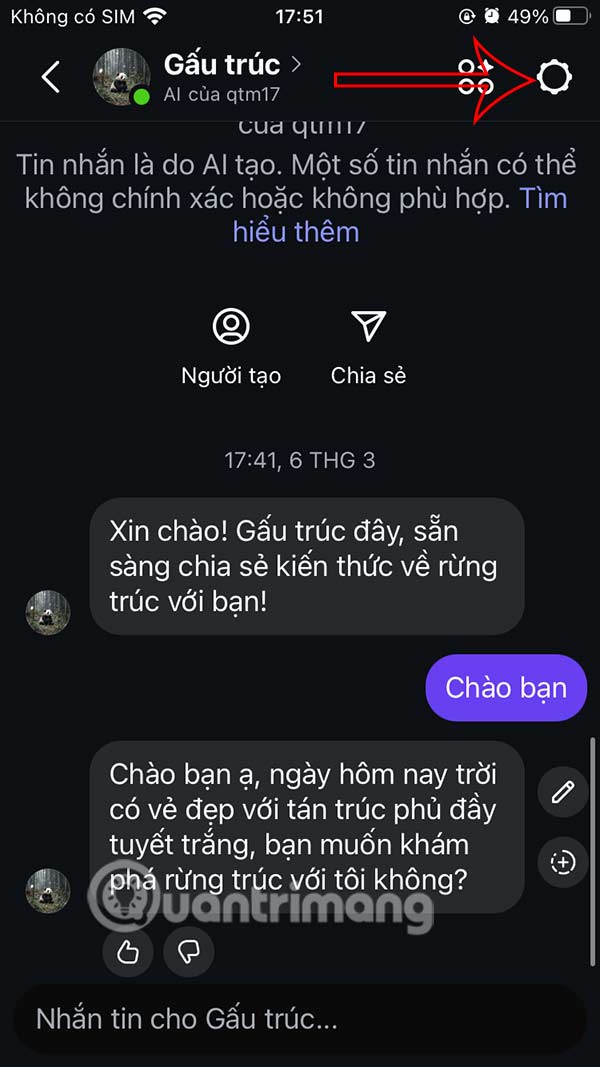 Tùy chỉnh nhân vật AI