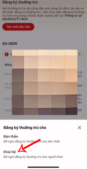 Khai hộ đăng ký thường trú trên VNeID