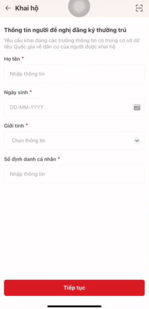 Điền thông tin thường trú trên VNeID