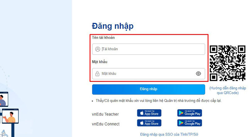 Đăng nhập thông tin Admin trên VnEdu