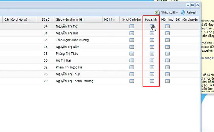 Quản lý học sinh từ Admin trên VnEdu