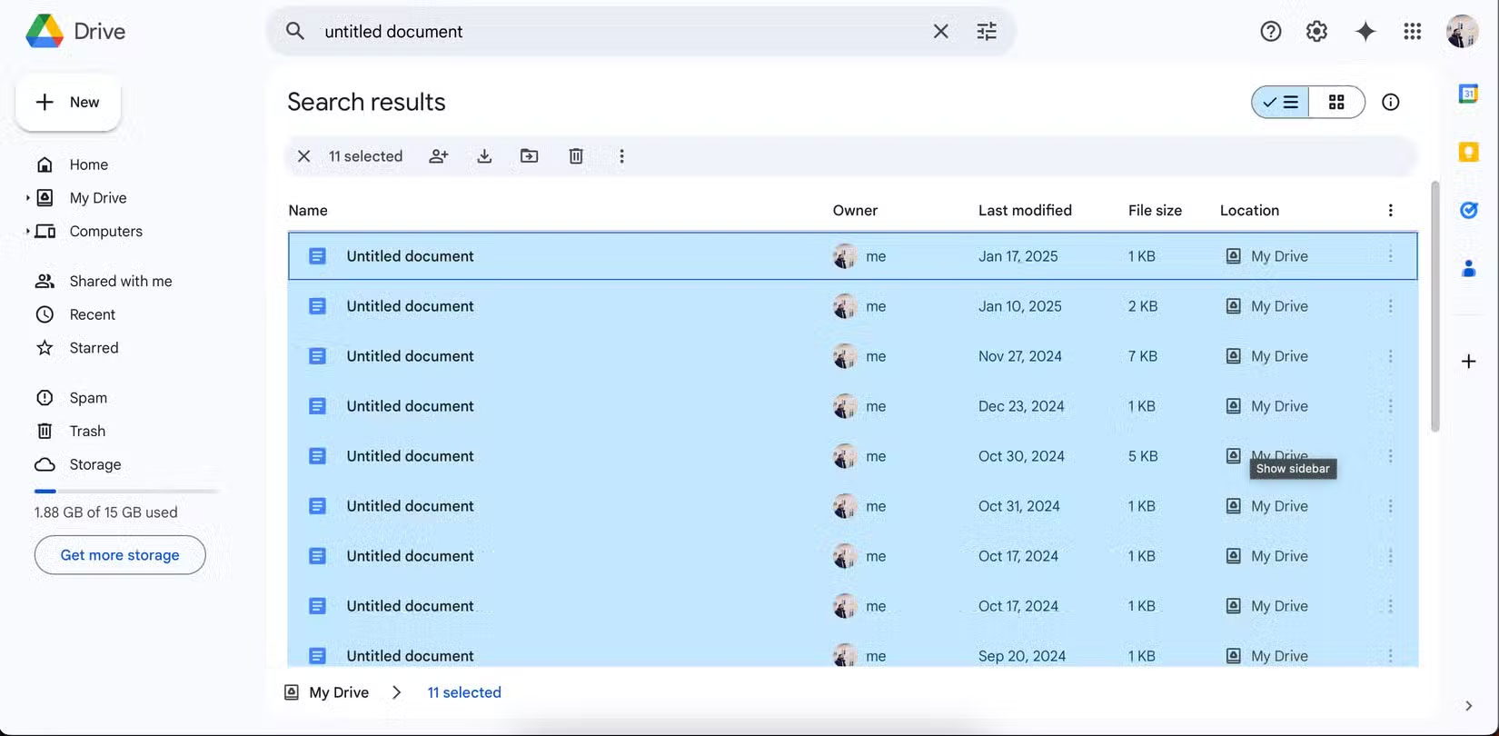 Tìm kiếm và xóa các tài liệu khác nhau trong Google Drive