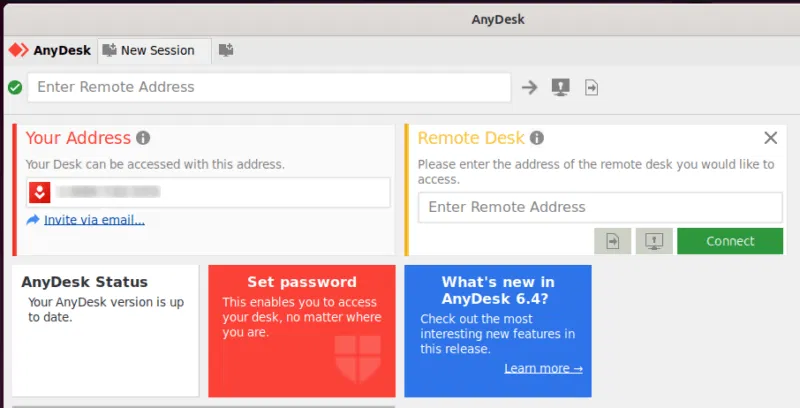 Giao diện desktop Anydesk trên Linux