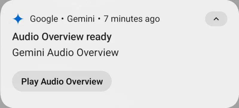 Thông báo Gemini cho Audio Overview