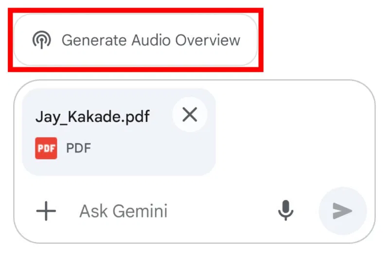 Tạo Audio Overview trong ứng dụng Gemini