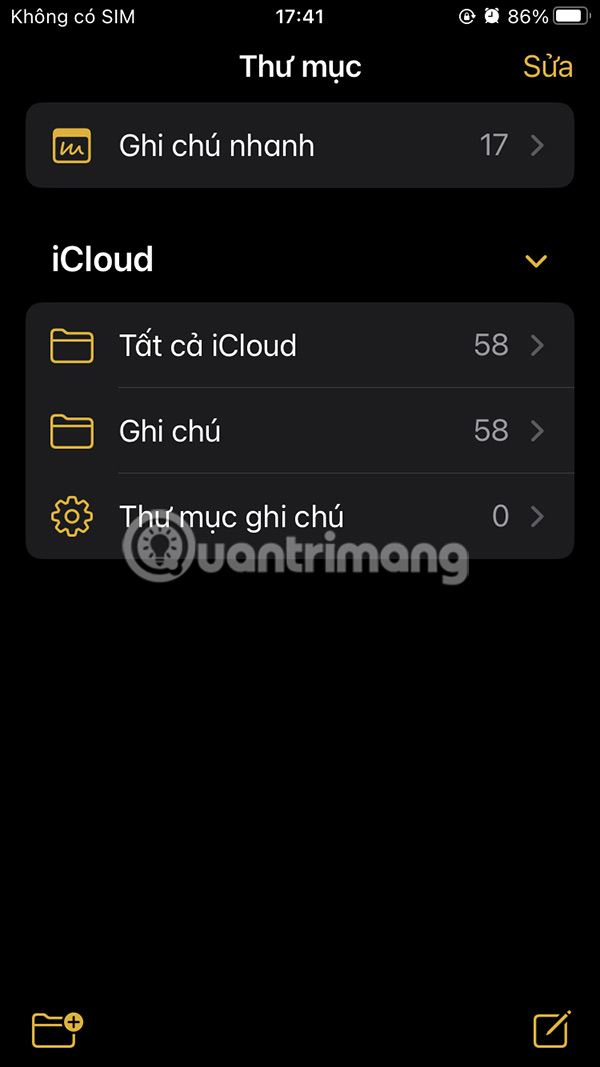 Giao diện Notes