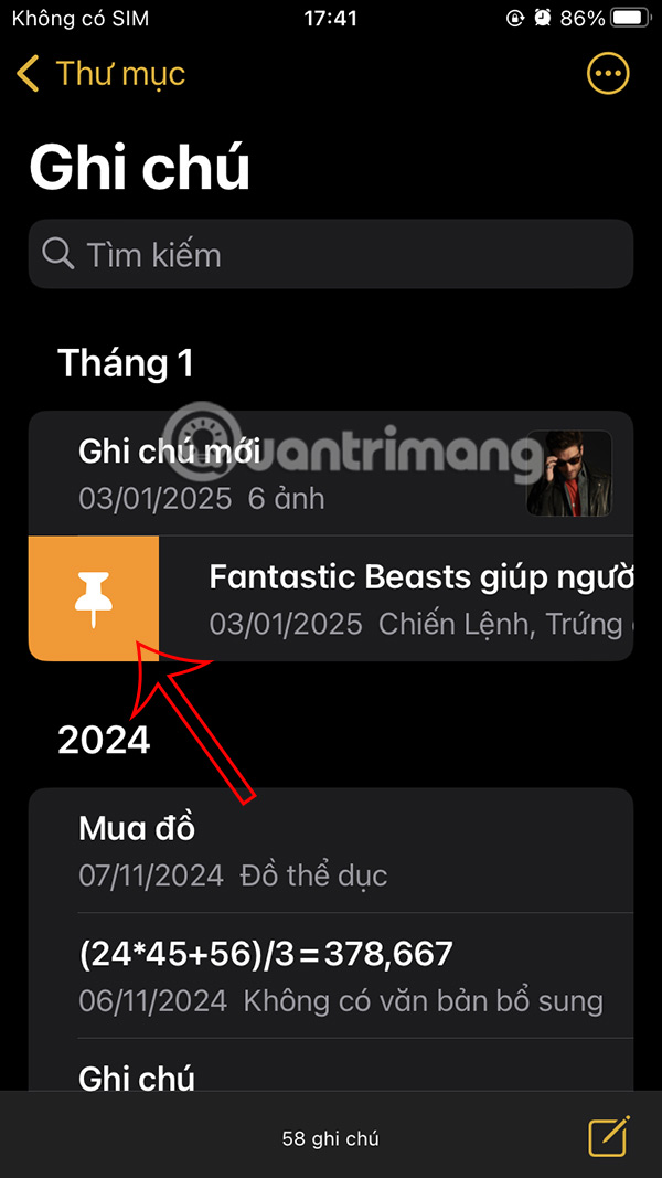 Ghim ghi chú trên iPhone