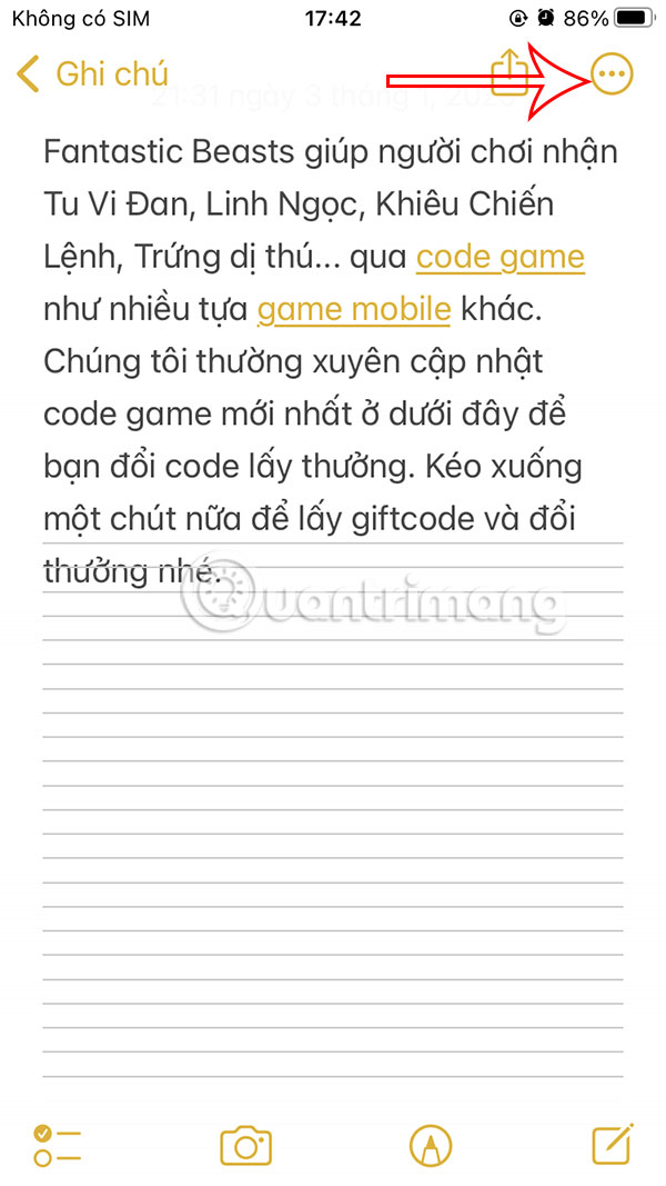 Tùy chọn ghi chú