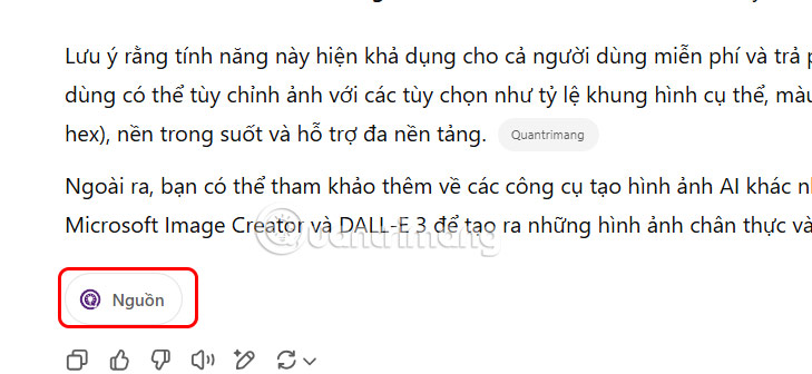 Truy cập nguồn trên ChatGPT