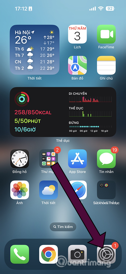 bật tiếng Việt siri