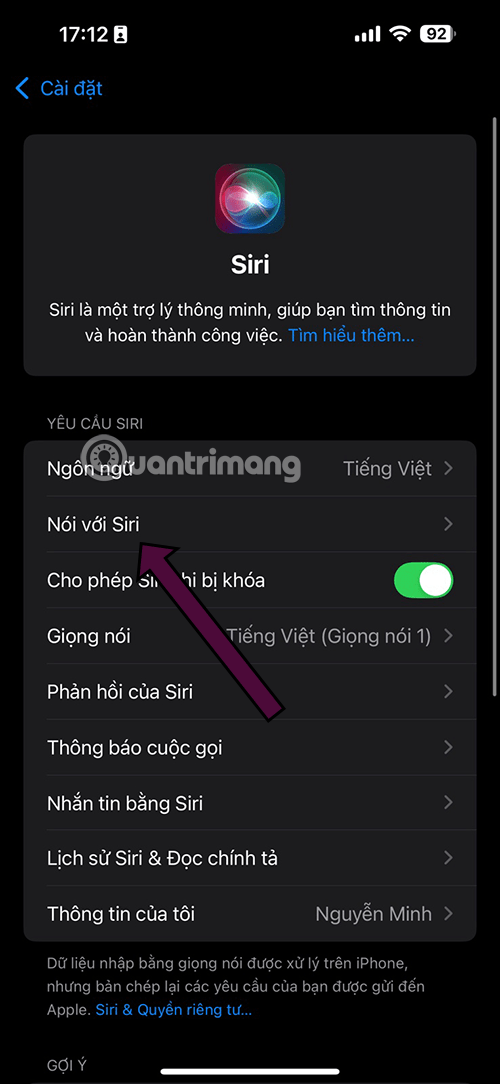 cách chọn tiếng Việt cho Siri