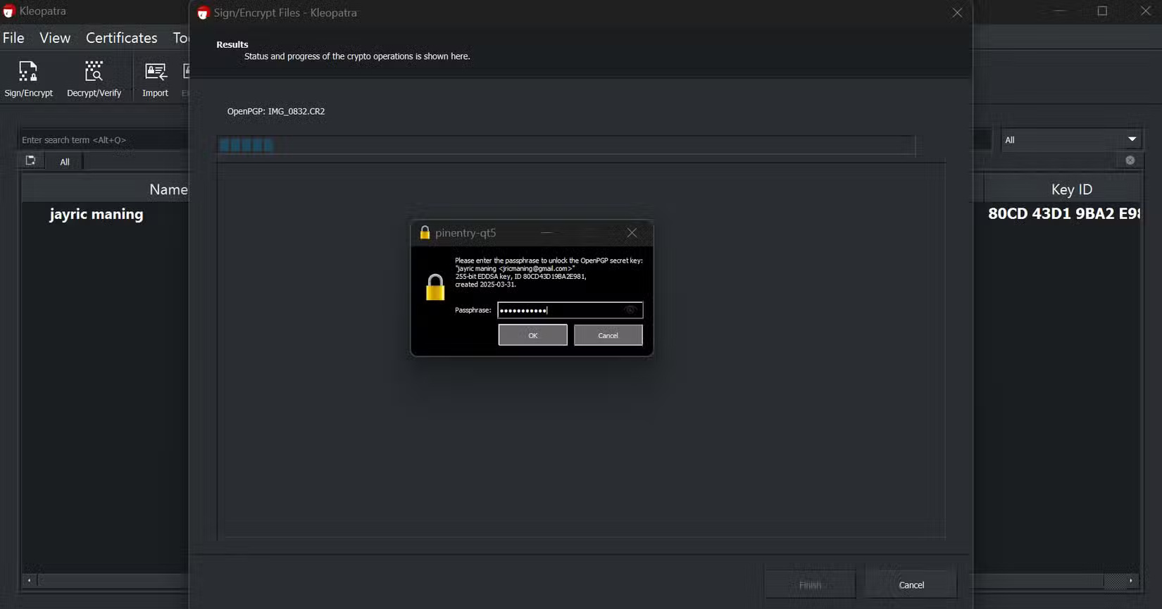 Sử dụng Kleopatra OpenPGP để mã hóa file