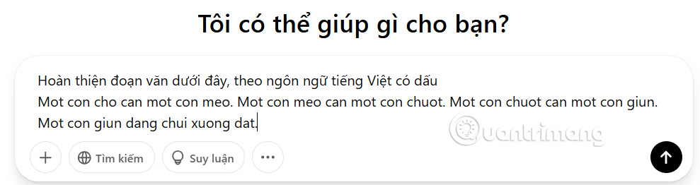 Nhập lệnh chuyển văn bản có dấu trên ChatGPT