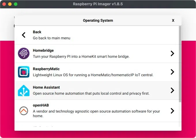 Home Assistant Raspberry Pi Imager