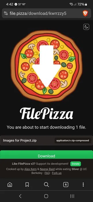 Tải xuống file từ FilePizza