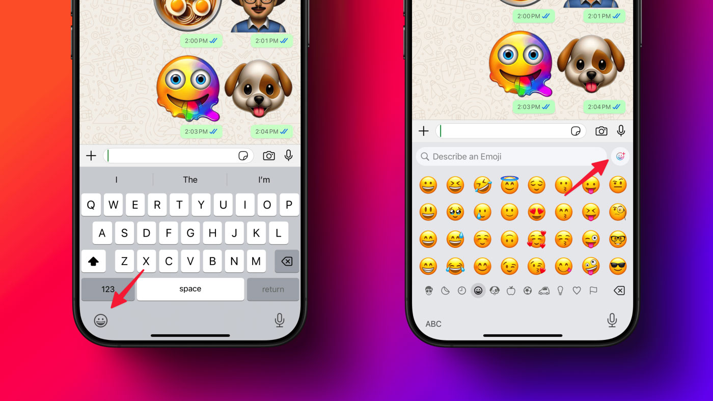 Truy cập tính năng Genmoji từ bàn phím Emoji trên iPhone.