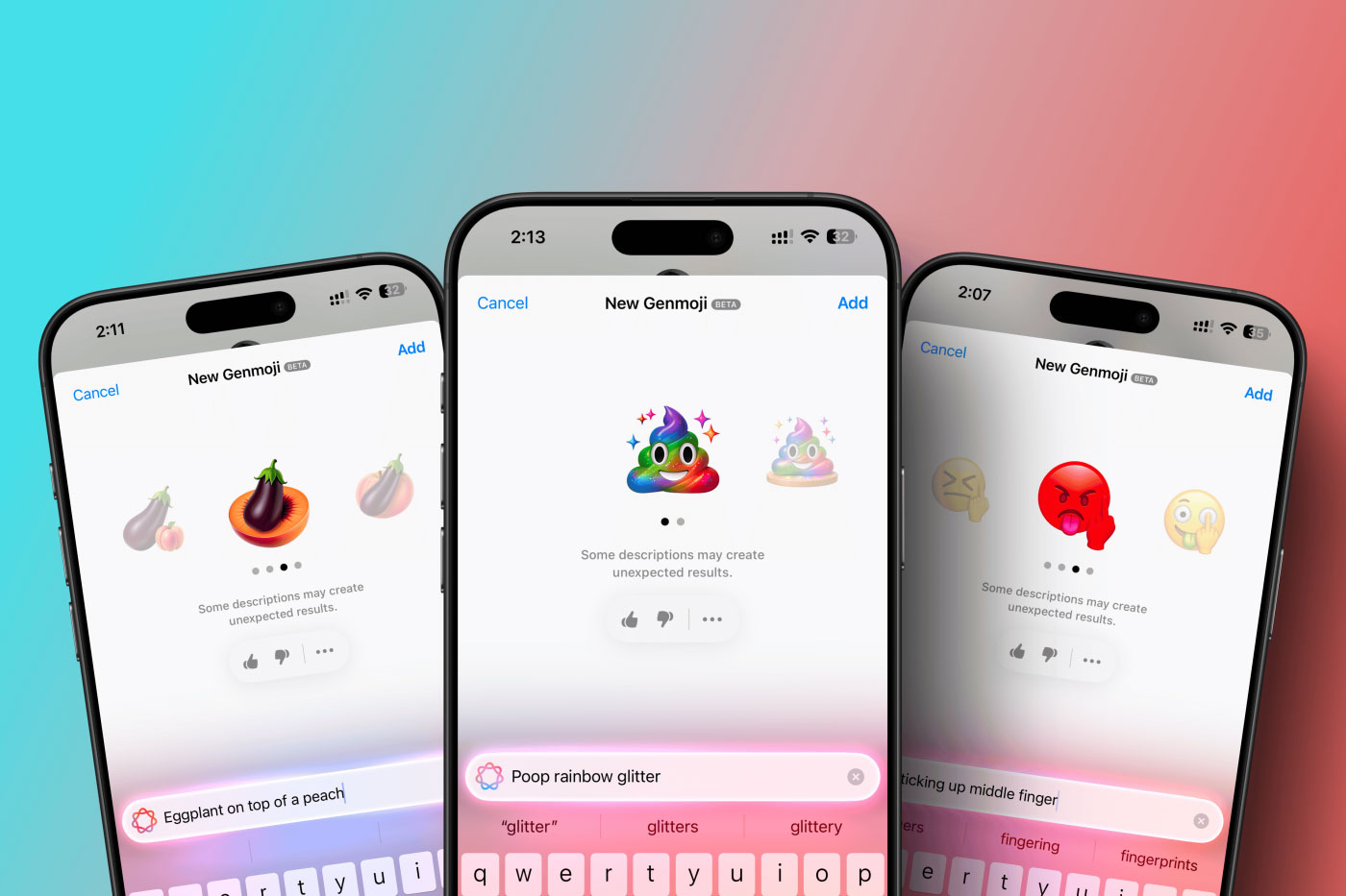 Ví dụ về Genmoji vui nhộn.
