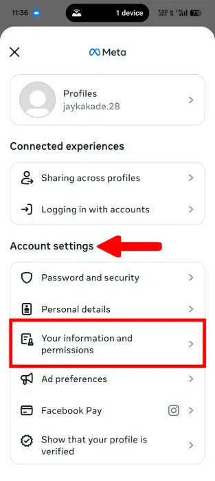 Cài đặt thông tin và quyền của bạn trong Meta