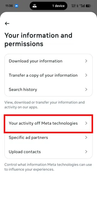 Hoạt động của bạn trong Meta
