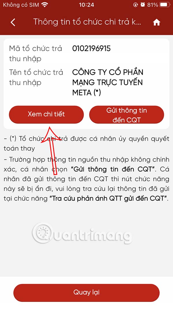 Xem thông tin chi tiết nộp thuế TNCN