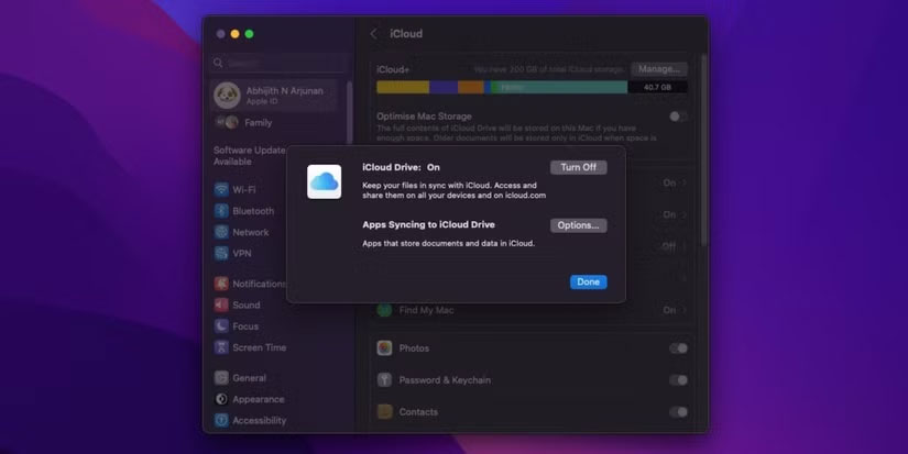 Cài đặt đồng bộ iCloud trên máy Mac
