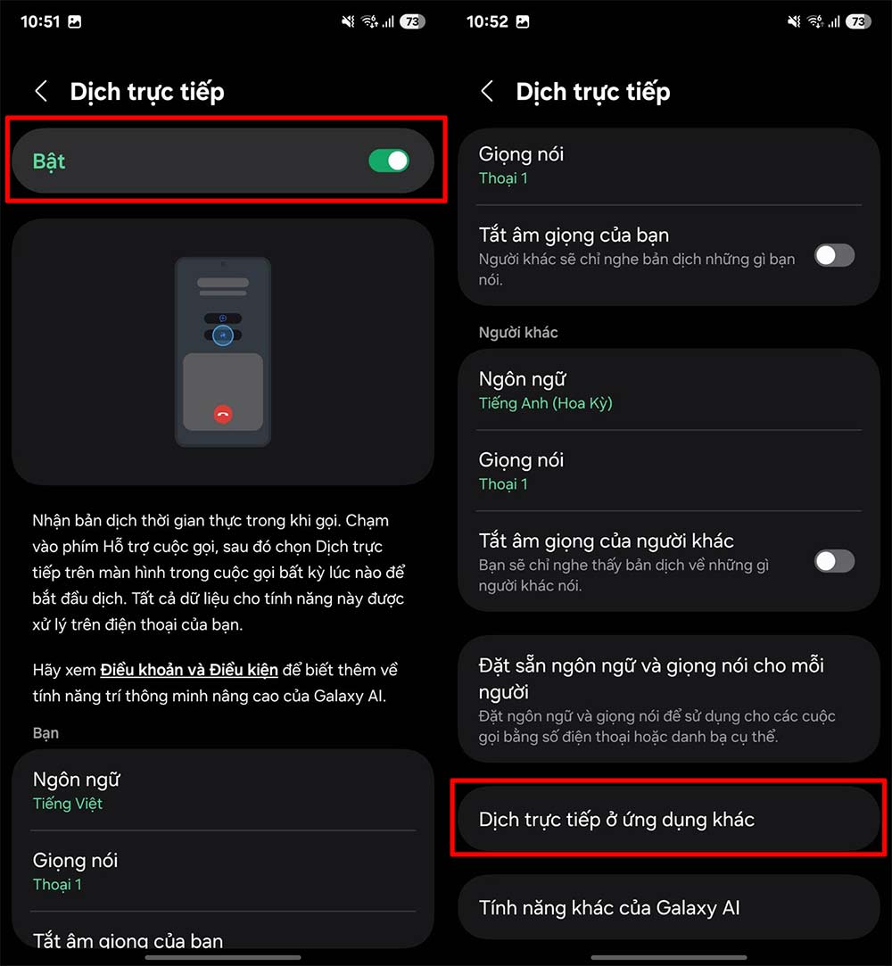 Dịch trực tiếp cuộc gọi khác