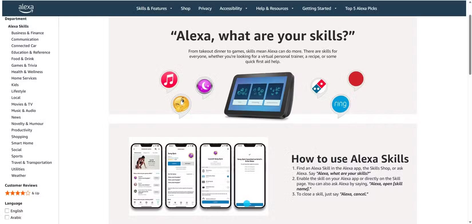 Trang chủ skill Alexa