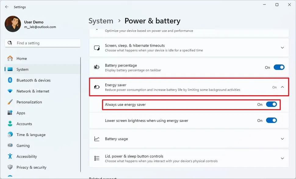 Luôn sử dụng Energy Saver