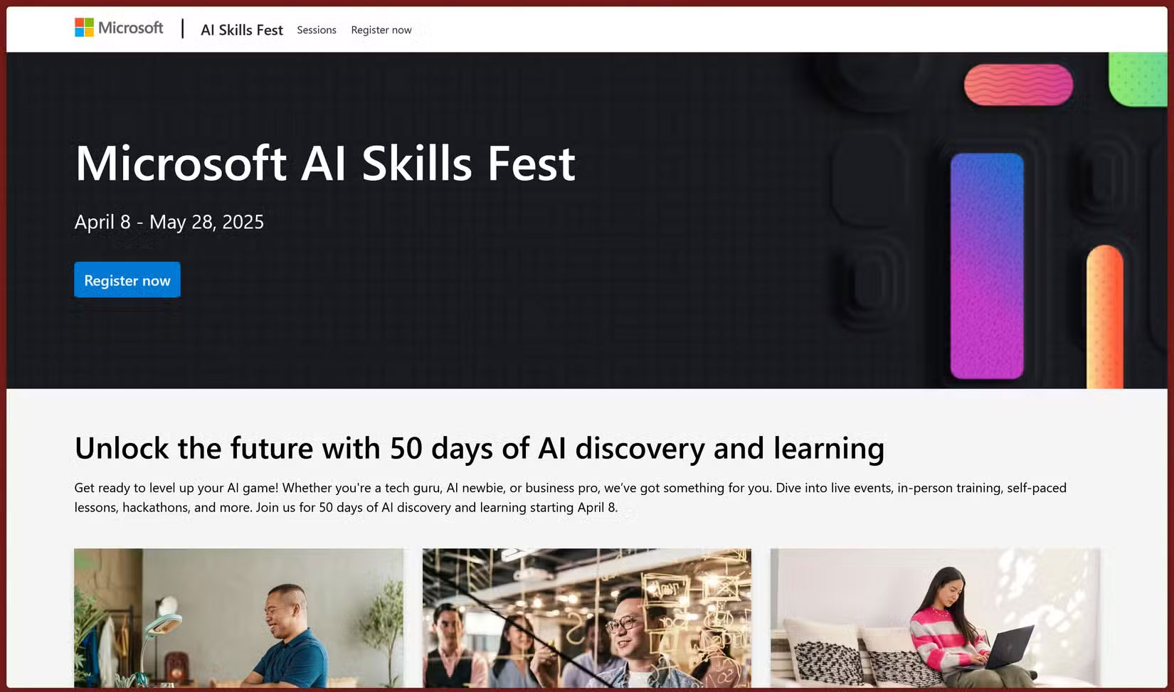 Trang web AI Skills Fest của Microsoft