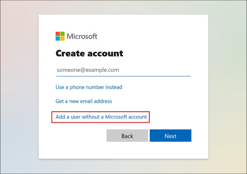 Thêm người dùng không có tài khoản Microsoft