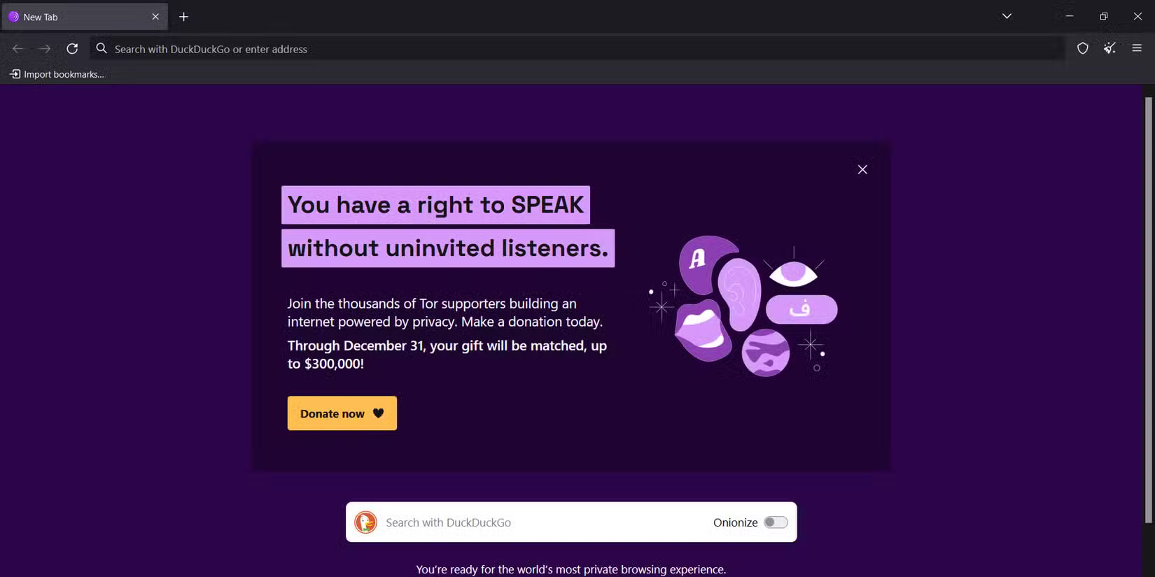 Trang chủ của Tor Browser