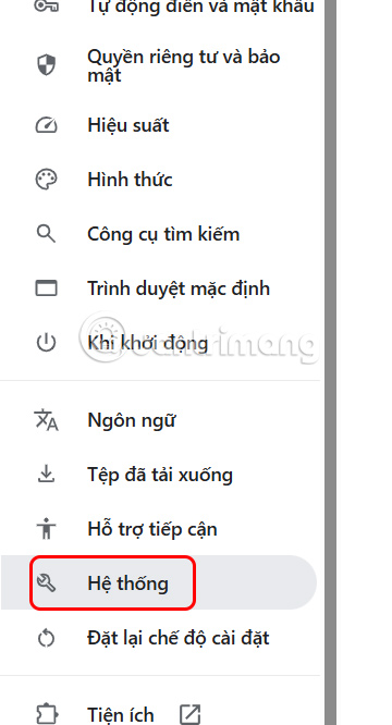 Chỉnh hệ thống Chrome