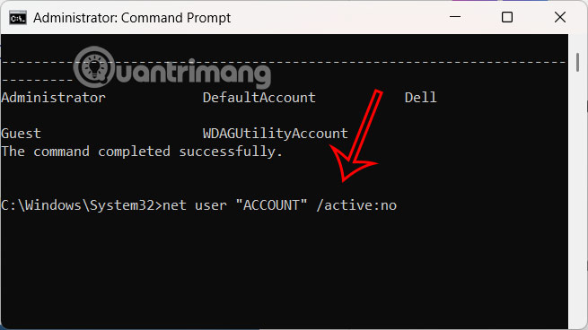 Vô hiệu hóa User Accounts bằng Command Prompt