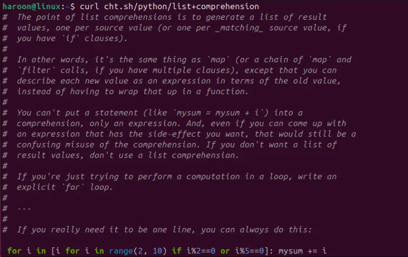Hiển thị trang cheatsheet để hiểu danh sách Python