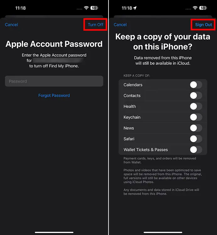 Tắt Apple ID và đăng xuất trên iPhone