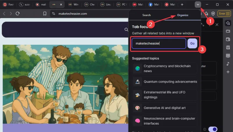 Sử dụng Tab Focus Mode
