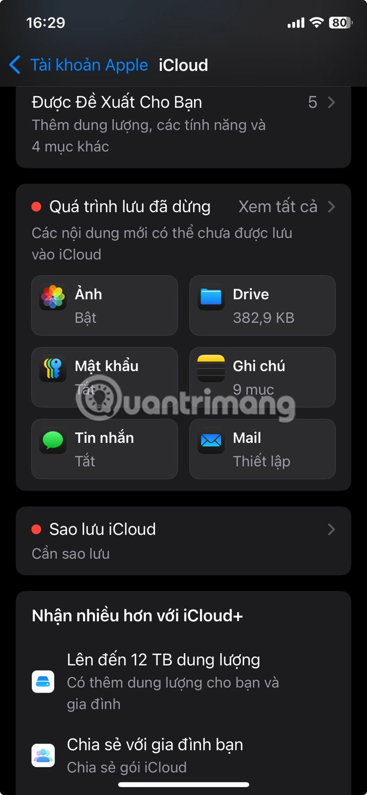 Chọn tùy chọn Mật khẩu trong cài đặt iCloud trên iPhone.