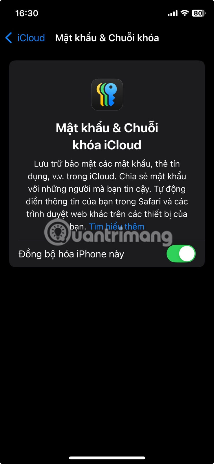 Bật tùy chọn Đồng bộ hóa iPhone này trong Cài đặt iPhone.