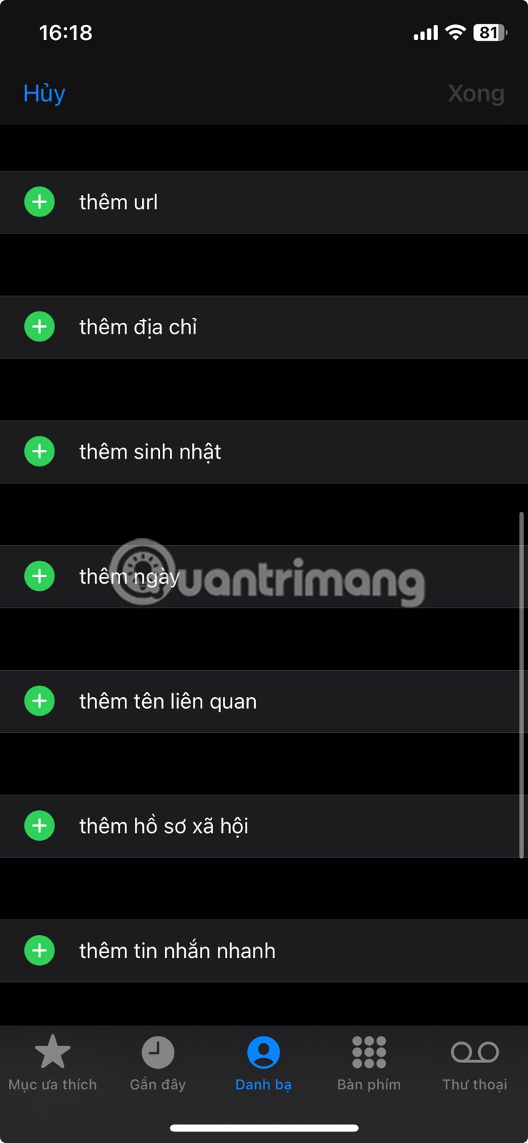 Chỉnh sửa dữ liệu cho danh bạ trên iPhone.