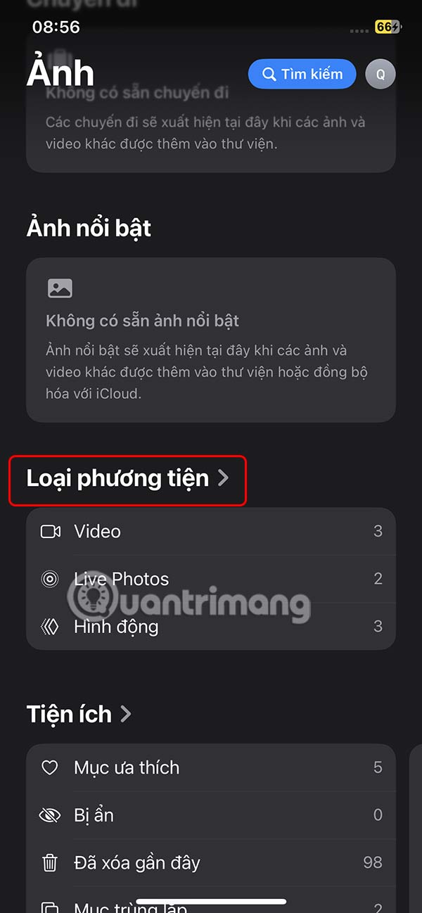 Loại phương tiện trên iPhone 