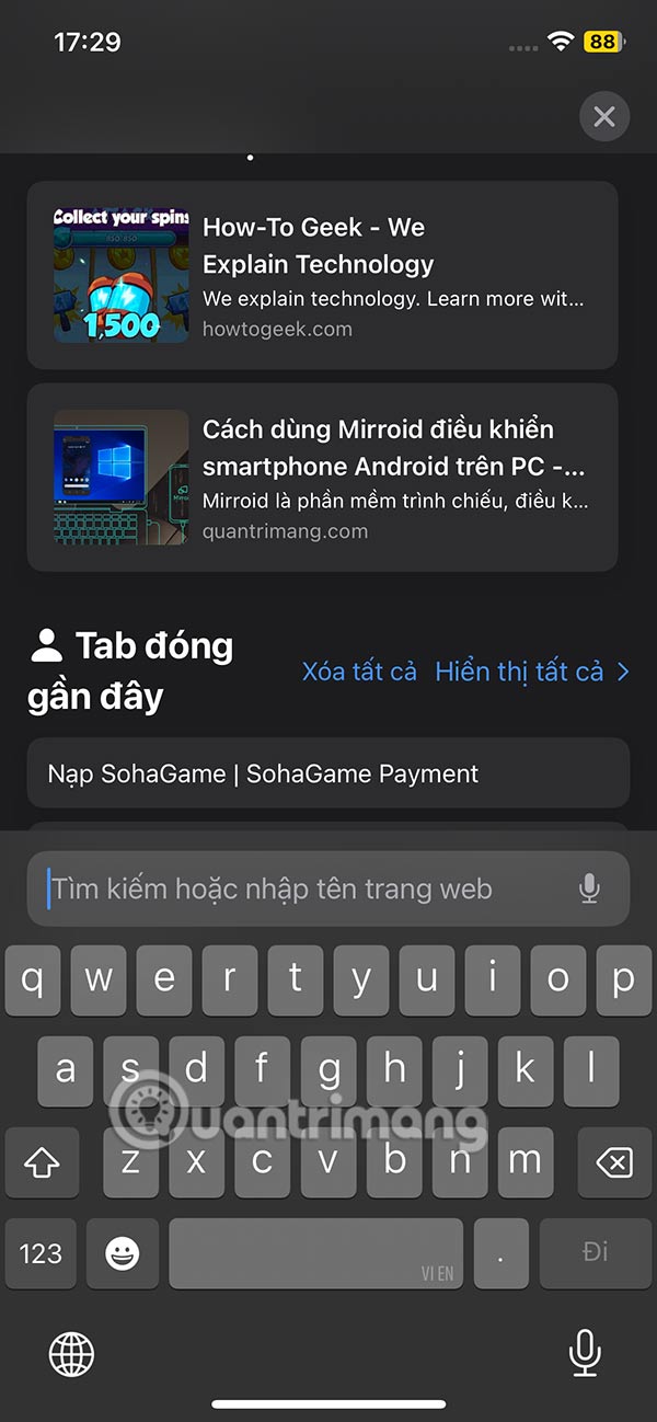 Tìm kiếm trên Safari