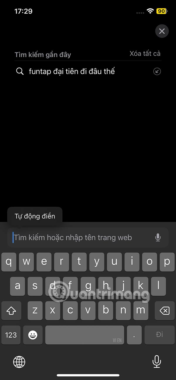 Tìm kiếm gần đây trên Safari 