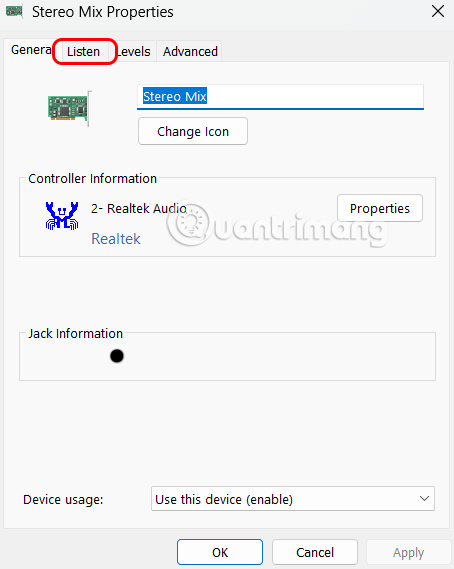 Chỉnh âm thanh Stereo Mix Windows 11