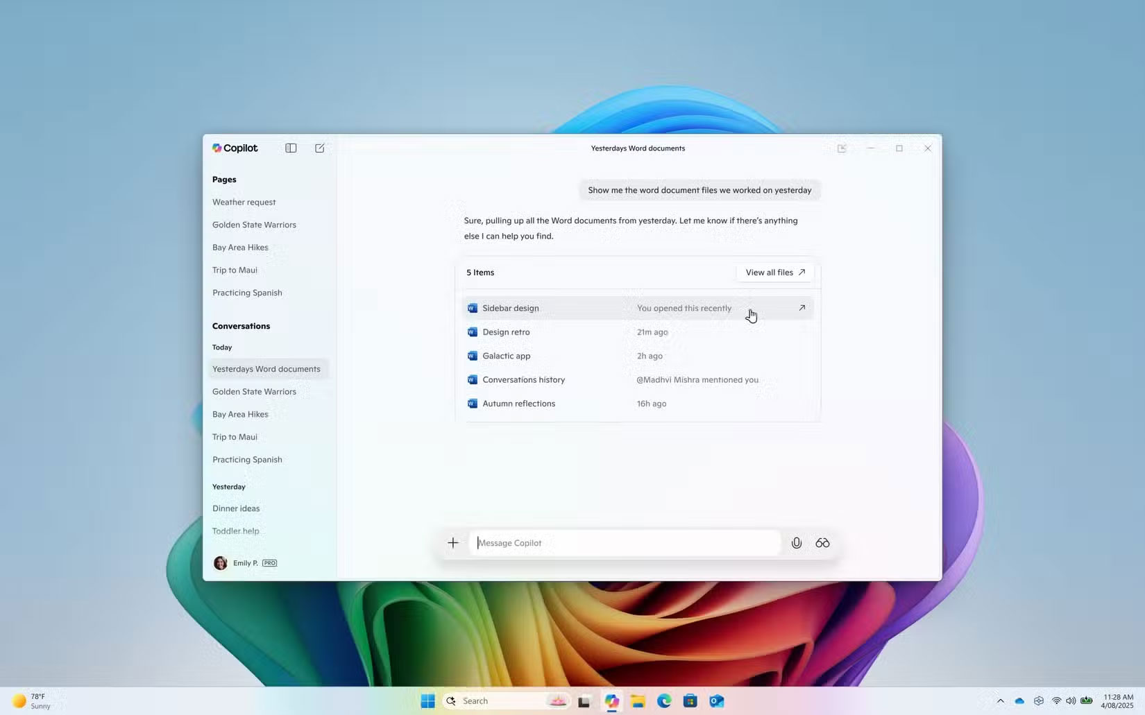 Tìm kiếm file trên Copilot