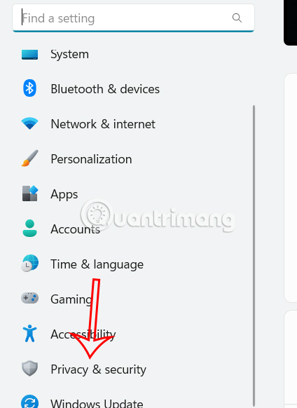 Truy cập Settings 