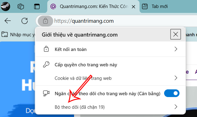 Bộ theo dõi trang web trên Edge