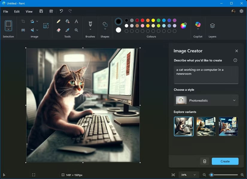 Image Creator trong Microsoft Print