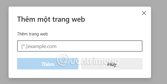 URL trang web ngoại lệ ngăn theo dõi của Edge