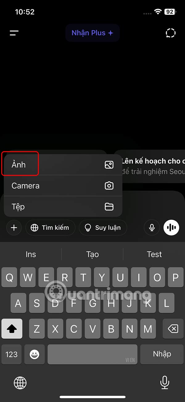 Tải ảnh lên ChatGPT