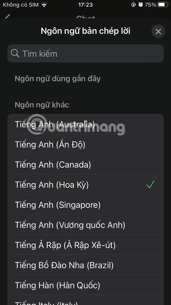 Danh sách ngôn ngữ
